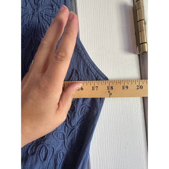 Soft Surroundings Cotton EmbroideredWrap Dress Blue Size Medium - Picture 6 of 8